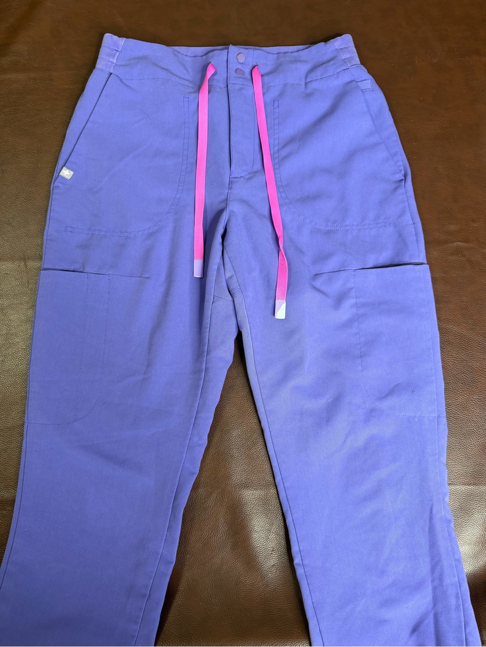 Figs amethyst women’s scrub Cargo Jogger Pants with Pink Drawstring